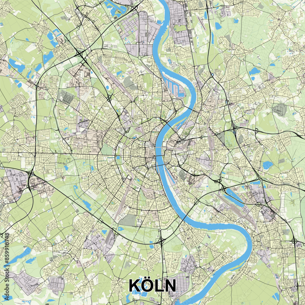 Obraz premium Köln, Germany map poster art