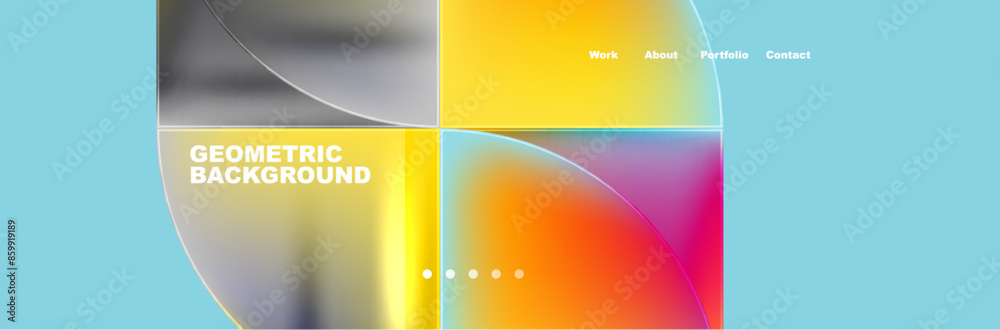 Obraz premium Round triangles and squares web site page template. Vector Illustration For Wallpaper, Banner, Background, Card, Book Illustration, landing page
