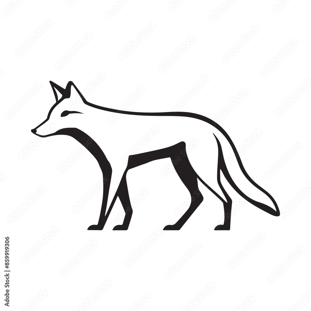 Obraz premium Fox line art silhouette vector illustration