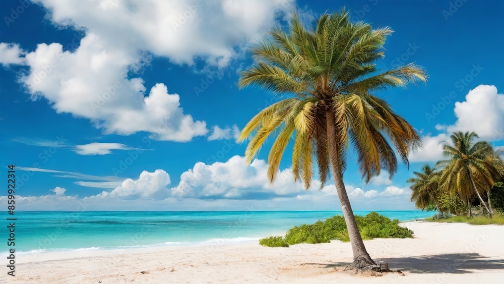 Fototapeta premium Gorgeous Tropical Beach Background Image. Made with Generative AI Technology