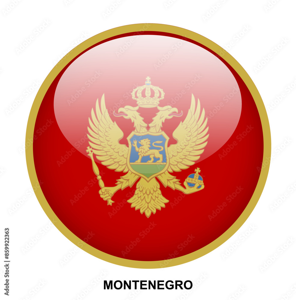 MONTENEGRO flag button on white background MONTENEGRO flag button on white background