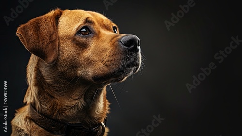 a dog portrait on dark background