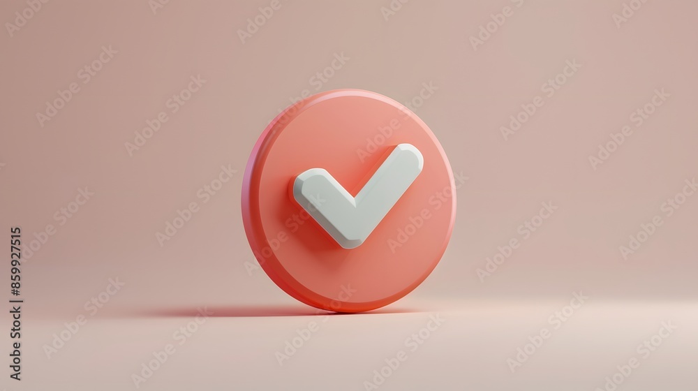 Like or correct symbol icon isolated white background, checkmark button, mobile app icon. 3d render illustration Like or correct symbol icon isolated white background, checkmark button, mobile app icon. 3d render illustration