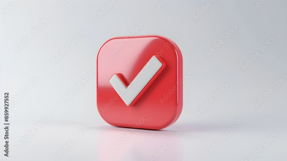 Like or correct symbol icon isolated white background, checkmark button, mobile app icon. 3d render illustration Like or correct symbol icon isolated white background, checkmark button, mobile app icon. 3d render illustration
