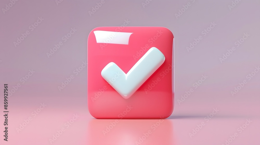 Like or correct symbol icon isolated white background, checkmark button, mobile app icon. 3d render illustration Like or correct symbol icon isolated white background, checkmark button, mobile app icon. 3d render illustration
