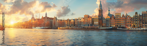 Amsterdam Netherlands painting illustration, Switzerland vibe christmas, Downtown Amsterdam city skyline photo