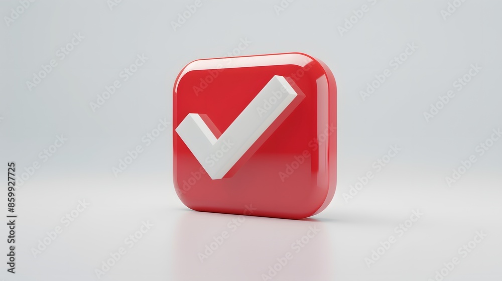 Like or correct symbol icon isolated white background, checkmark button, mobile app icon. 3d render illustration Like or correct symbol icon isolated white background, checkmark button, mobile app icon. 3d render illustration
