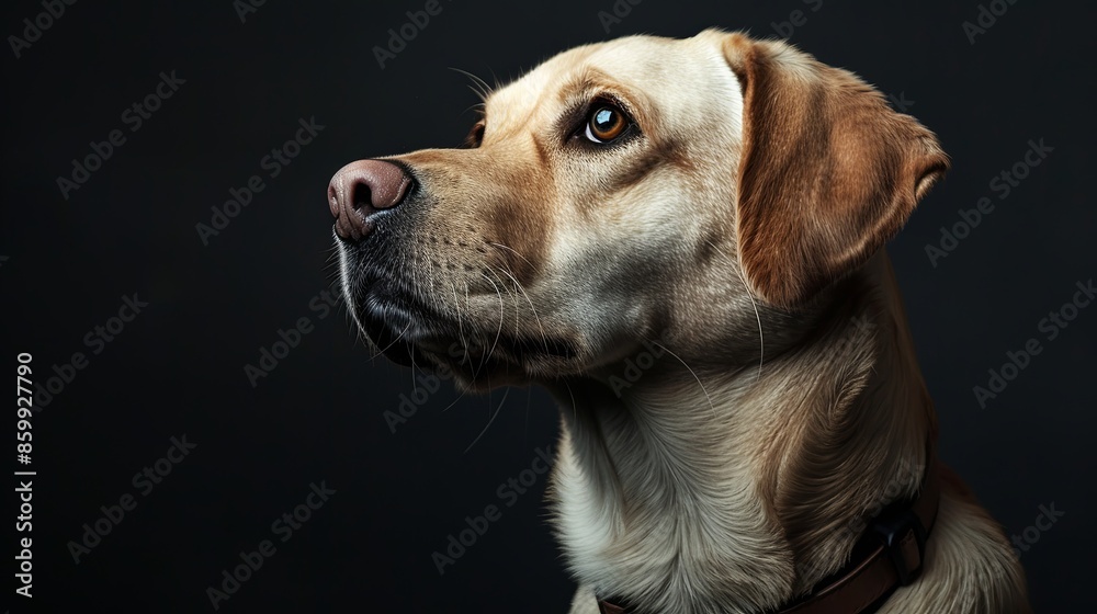 a dog portrait on dark background a dog portrait on dark background