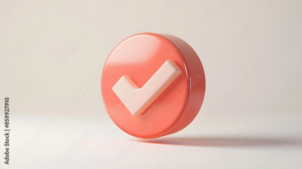 Like or correct symbol icon isolated white background, checkmark button, mobile app icon. 3d render illustration Like or correct symbol icon isolated white background, checkmark button, mobile app icon. 3d render illustration
