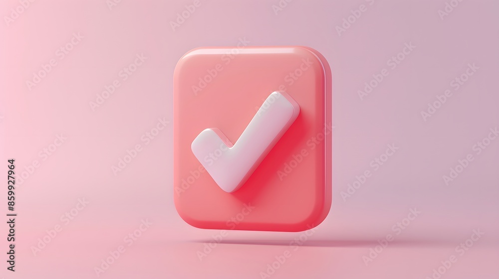 Like or correct symbol icon isolated white background, checkmark button, mobile app icon. 3d render illustration Like or correct symbol icon isolated white background, checkmark button, mobile app icon. 3d render illustration
