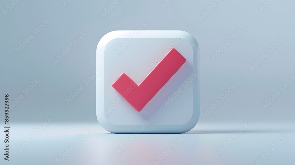 Like or correct symbol icon isolated white background, checkmark button, mobile app icon. 3d render illustration Like or correct symbol icon isolated white background, checkmark button, mobile app icon. 3d render illustration