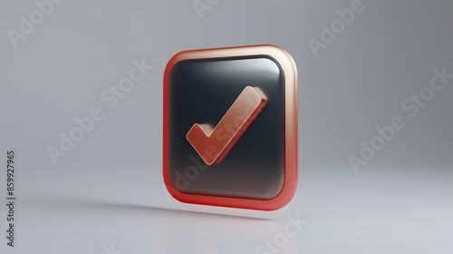 Like or correct symbol icon isolated white background, checkmark button, mobile app icon. 3d render illustration