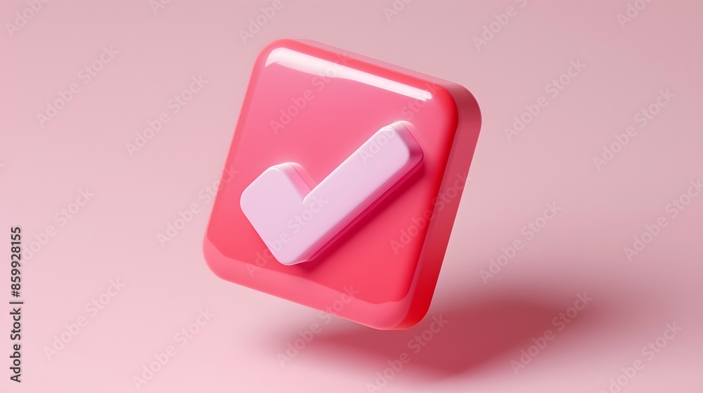 Like or correct symbol icon isolated white background, checkmark button, mobile app icon. 3d render illustration Like or correct symbol icon isolated white background, checkmark button, mobile app icon. 3d render illustration