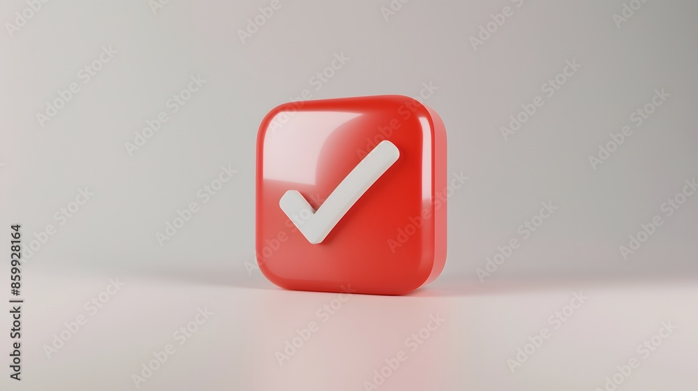 Like or correct symbol icon isolated white background, checkmark button, mobile app icon. 3d render illustration Like or correct symbol icon isolated white background, checkmark button, mobile app icon. 3d render illustration