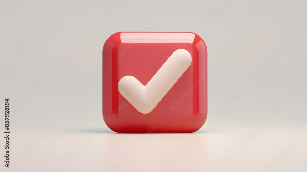 Like or correct symbol icon isolated white background, checkmark button, mobile app icon. 3d render illustration Like or correct symbol icon isolated white background, checkmark button, mobile app icon. 3d render illustration