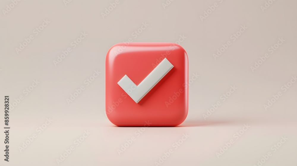 Like or correct symbol icon isolated white background, checkmark button, mobile app icon. 3d render illustration Like or correct symbol icon isolated white background, checkmark button, mobile app icon. 3d render illustration
