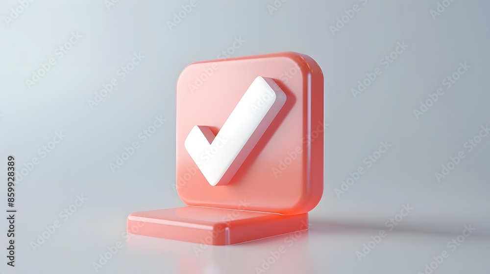 Like or correct symbol icon isolated white background, checkmark button, mobile app icon. 3d render illustration Like or correct symbol icon isolated white background, checkmark button, mobile app icon. 3d render illustration
