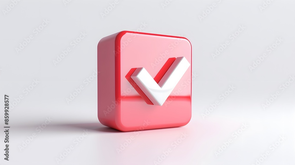 Like or correct symbol icon isolated white background, checkmark button, mobile app icon. 3d render illustration Like or correct symbol icon isolated white background, checkmark button, mobile app icon. 3d render illustration