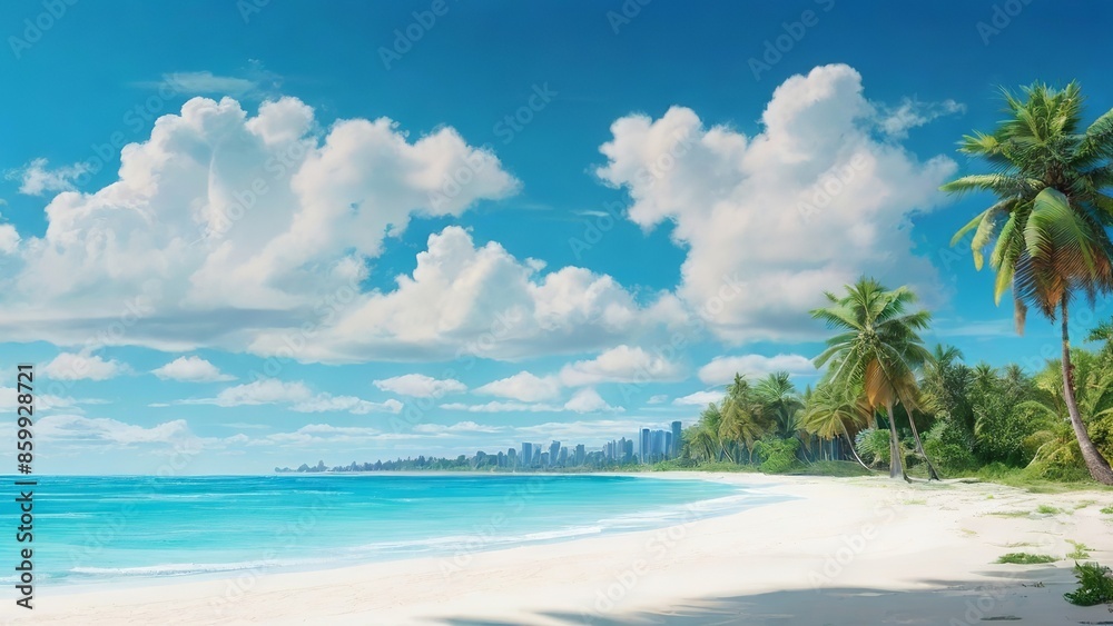 Gorgeous Tropical Beach Background Image. Made with Generative AI Technology Gorgeous Tropical Beach Background Image. Made with Generative AI Technology