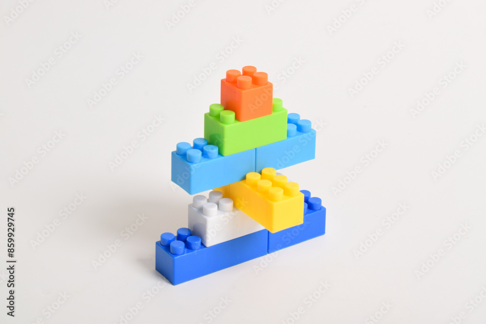 Colorful Plastic toy blocks isolated on white background. Building Blocks Colorful Plastic toy blocks isolated on white background. Building Blocks