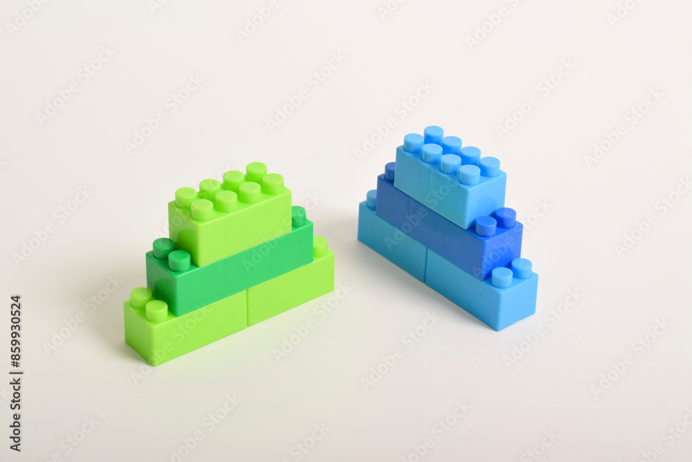 Fototapeta premium Plastic toy blocks isolated on white background. Building Blocks