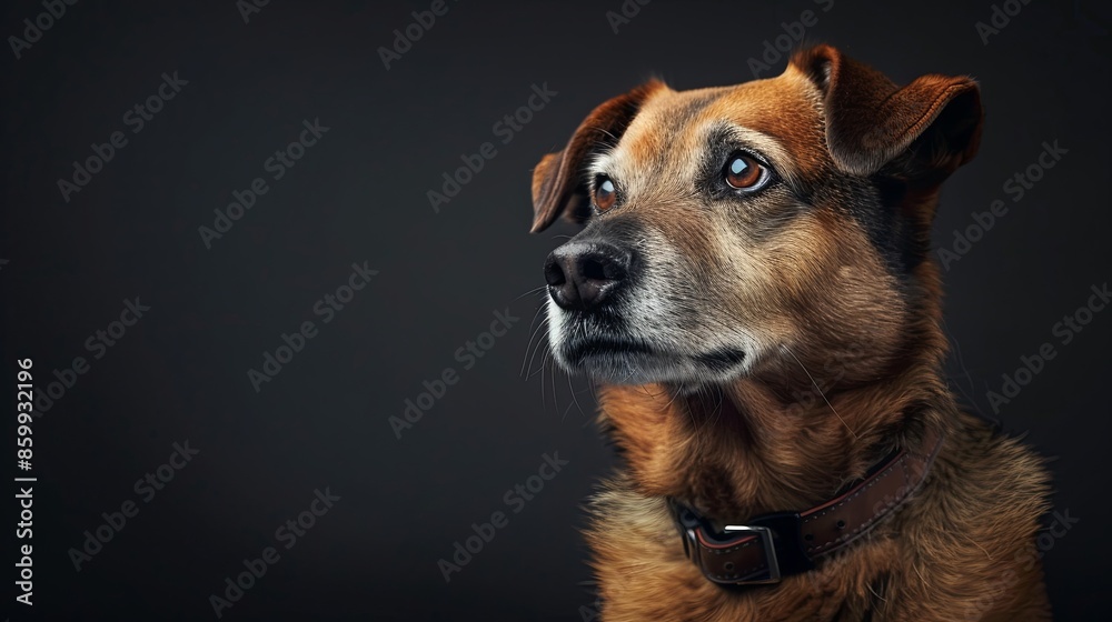a dog portrait on dark background a dog portrait on dark background