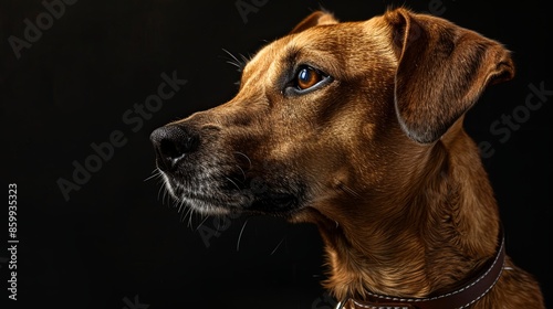 a dog portrait on dark background