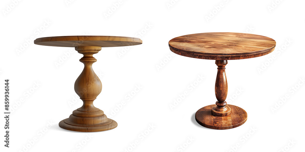 Circular Wooden Table with Wooden Base on Transparent Background Circular Wooden Table with Wooden Base on Transparent Background