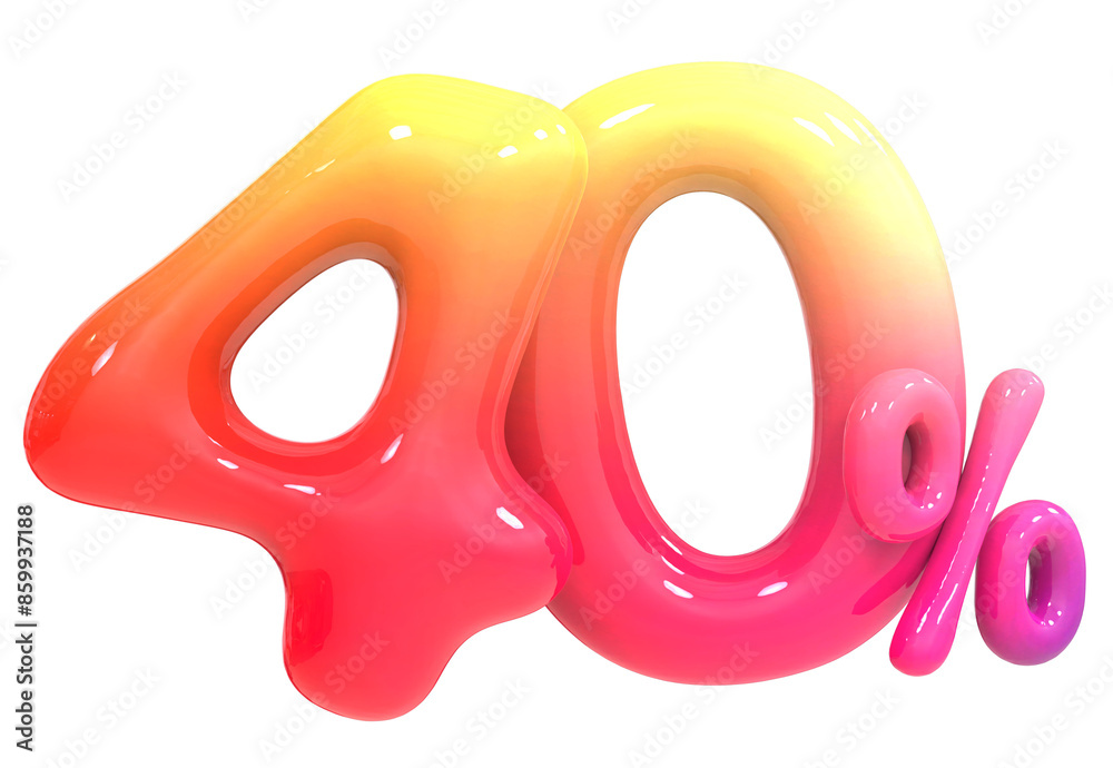 Balloon 40 Percent Number 3D Render Balloon 40 Percent Number 3D Render