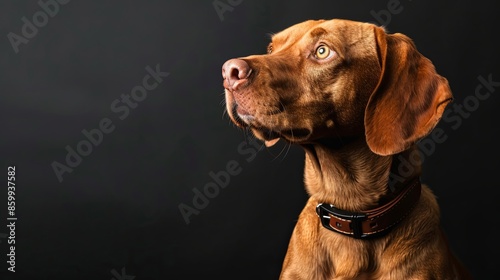 a dog portrait on dark background