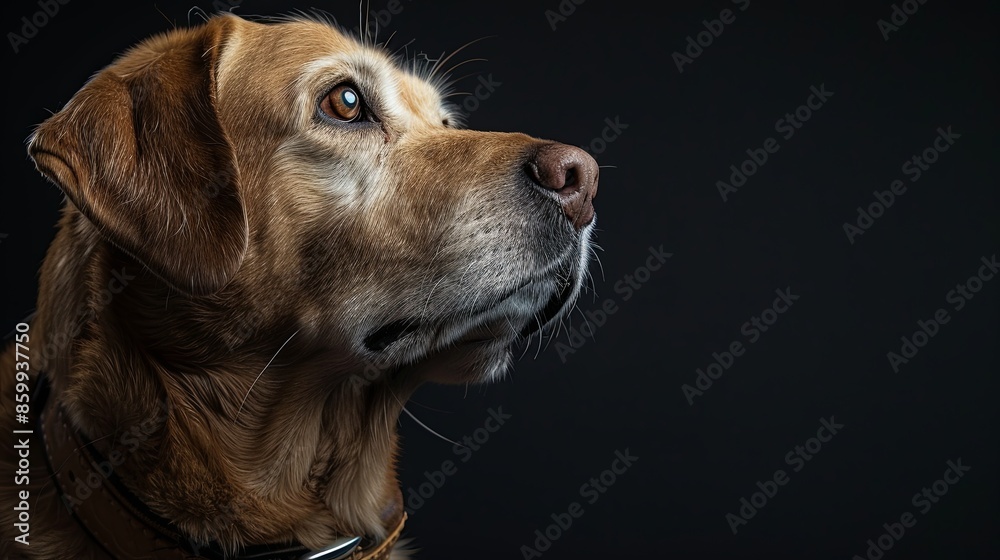 a dog portrait on dark background a dog portrait on dark background