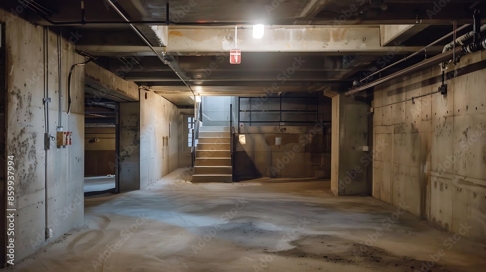 Below grade service room of 4 story strata building with residential or commercial units Below grade service room of 4 story strata building with residential or commercial units