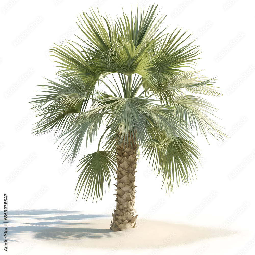Fototapeta premium Elegant Isolated Palm Tree with Lush Green and Dry Brown Fronds