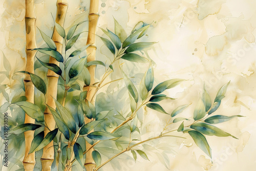 Wallpaper Mural Vintage Watercolor Painting of Bamboo Torontodigital.ca