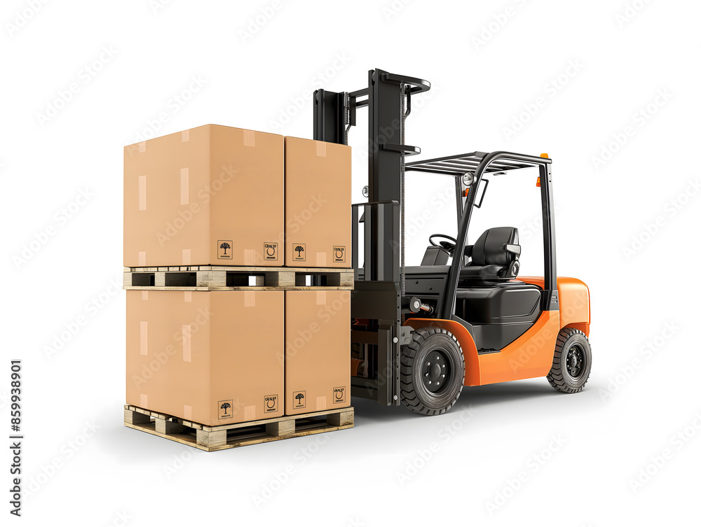 Stacked Wooden Crates on Pallets Isolated on a White Background Stacked Wooden Crates on Pallets Isolated on a White Background