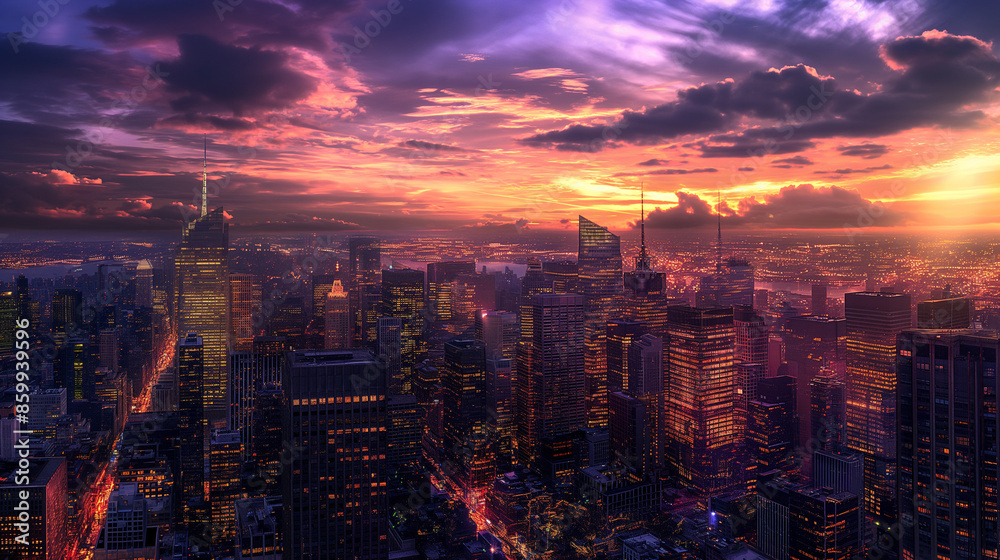 Fototapeta premium Twilight sky above a cityscape