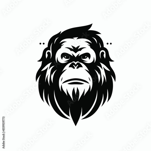 Illustration of a orangutan in black and white photo