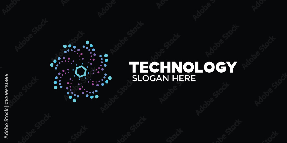 Technology logo with hexagon concept.vector