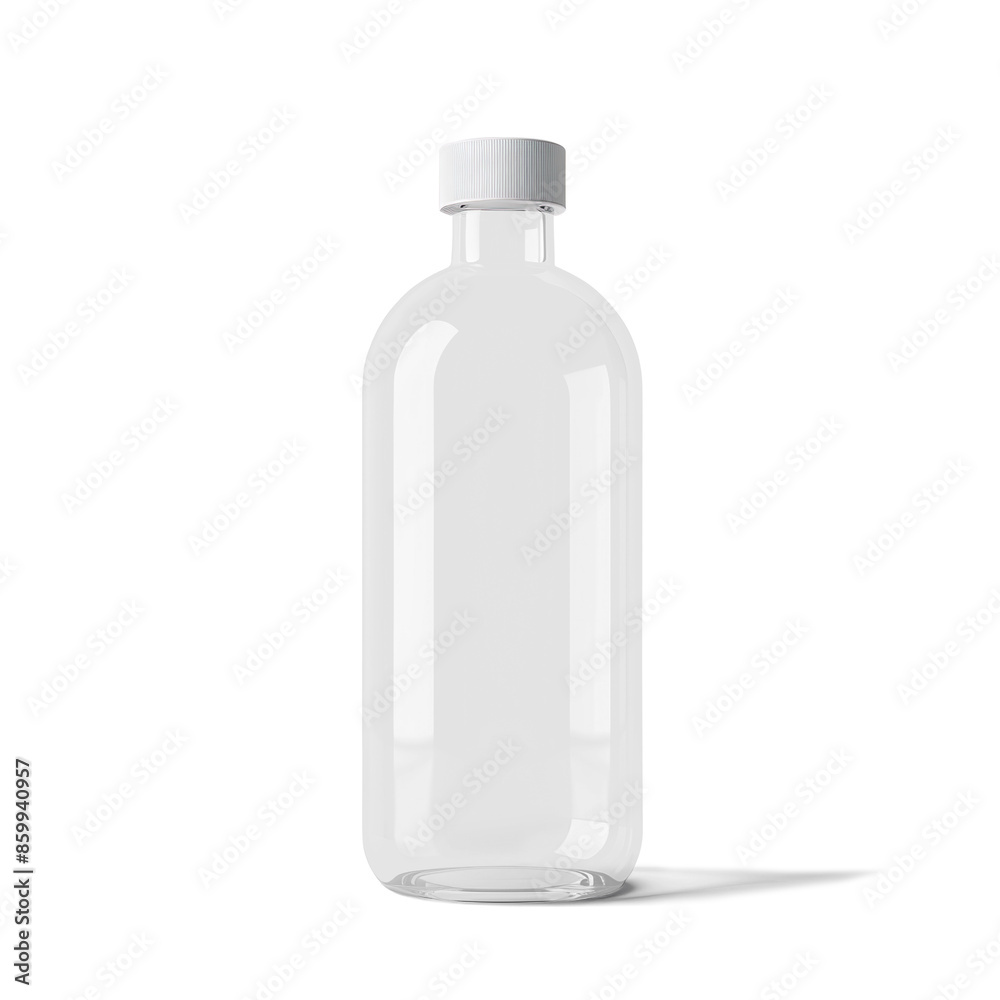 Two Clear Bottles with White Caps on Clear Background Two Clear Bottles with White Caps on Clear Background