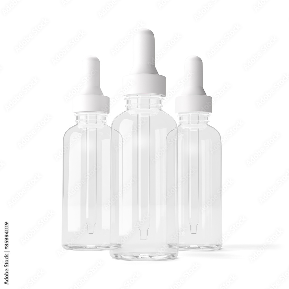 Two Clear Bottles with White Caps on Clear Background Two Clear Bottles with White Caps on Clear Background