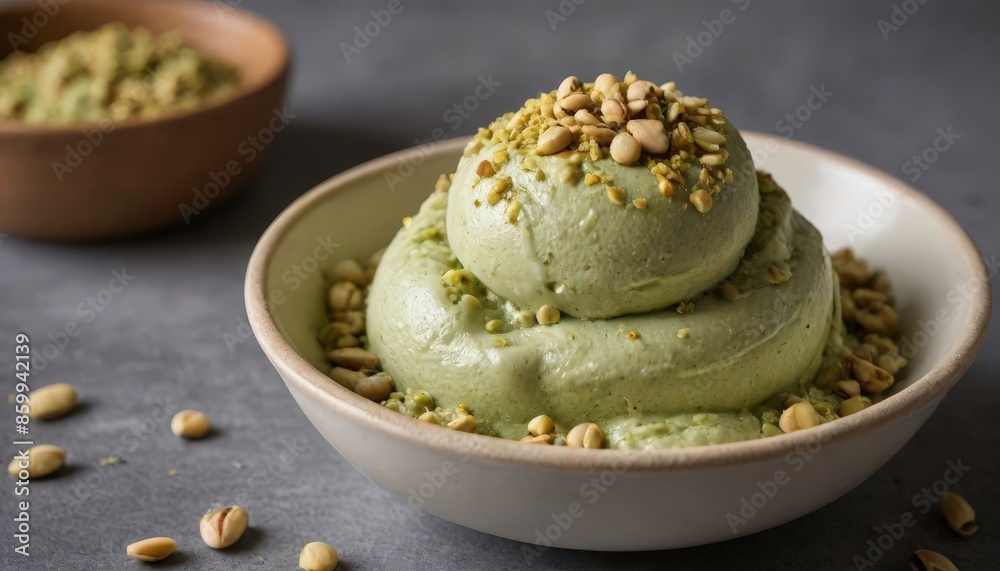 Pistachio Ice Cream with Toppings. Pistachio Ice Cream with Toppings.
