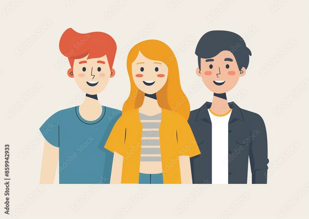 Diverse Group of Friends Smiling - Modern Flat Illustration Diverse Group of Friends Smiling - Modern Flat Illustration