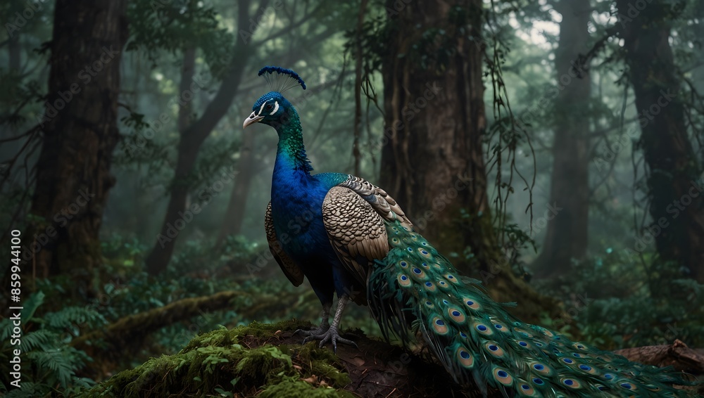 A mystical forest where peacock feathers mark the boundaries between the mortal realm and the realm of spirits ai_generated A mystical forest where peacock feathers mark the boundaries between the mortal realm and the realm of spirits ai_generated