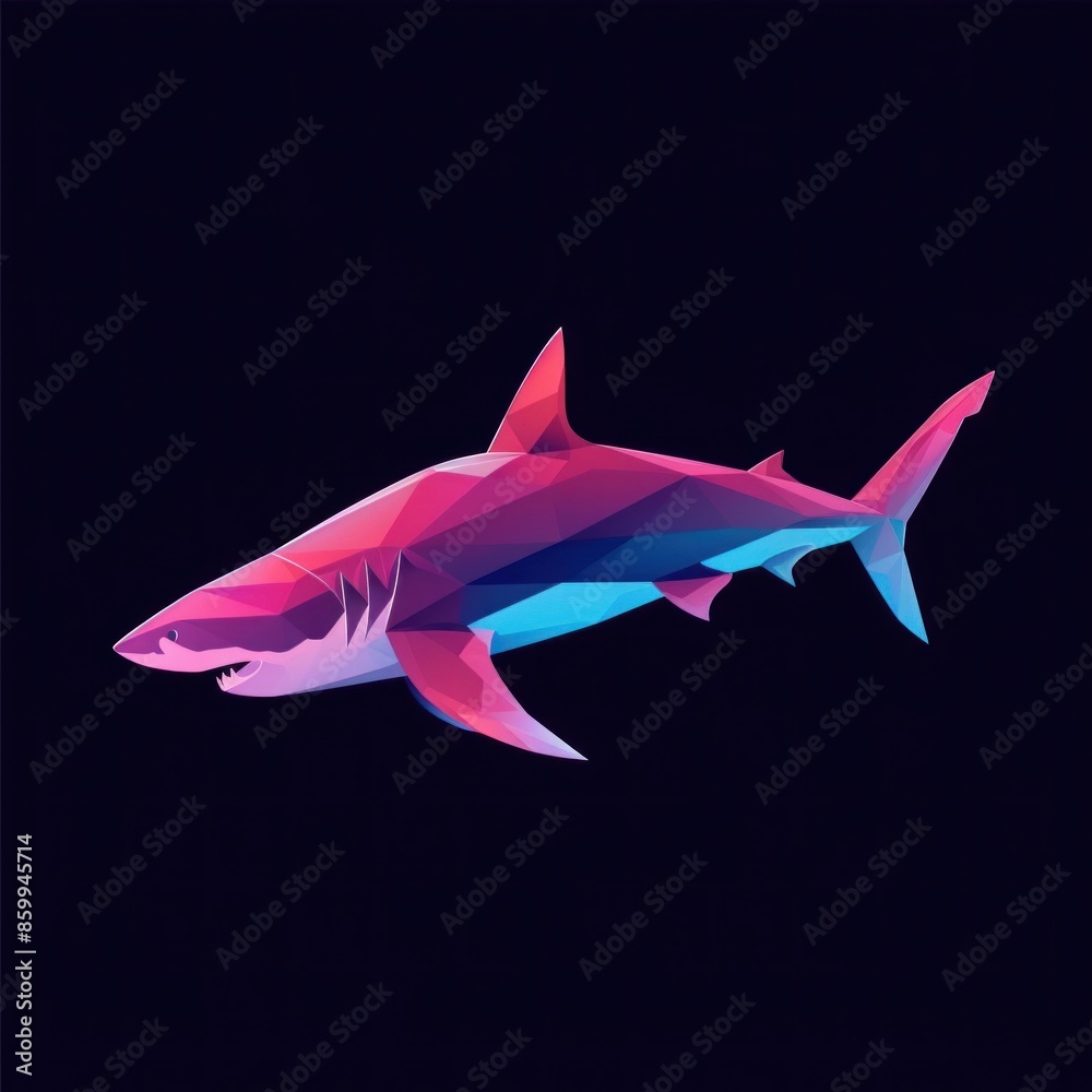 Vibrant Neon Shark Illustration on a Dark Background Representing Modern Graphic Design Vibrant Neon Shark Illustration on a Dark Background Representing Modern Graphic Design