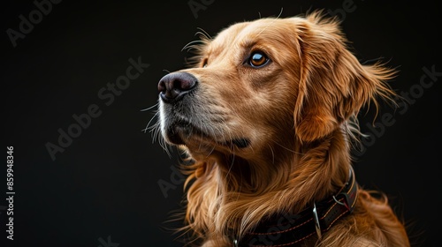 a dog portrait on dark background