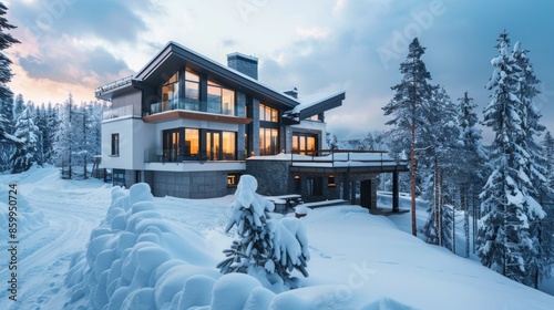 Modern luxury architecture at ski resort design   © Alex