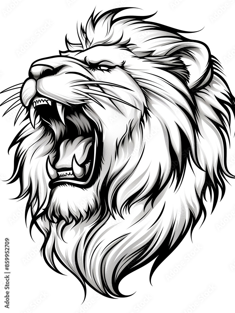 Obraz premium A lion with its mouth wide open, showing its teeth