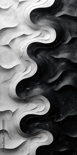 A black and white abstract wave pattern.