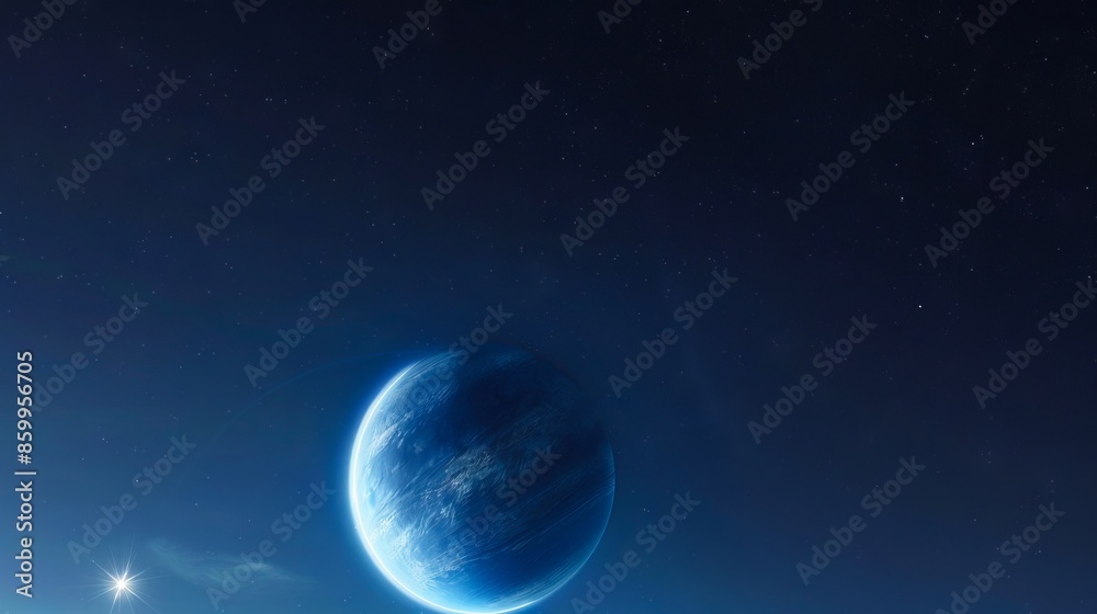 Obraz premium A planet in space with a star in the background.