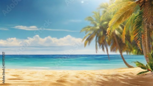 Stunning Wide Panorama of a Paradise Beach. Made with Generative AI Technology © Shamsuddin